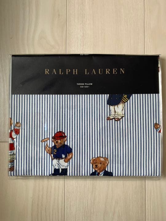 新品 ラルフローレン ベア クッションカバー スローピロー ストライプ