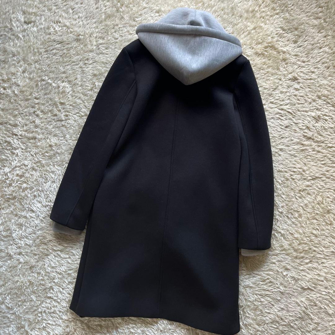 極美品　ZARA　チェスターコート　デタッチャブルフード コントラスト