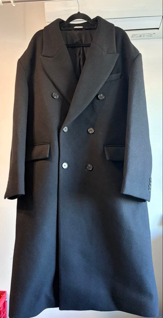 【未使用】ZARA ウール混オーバーサイズ ダブルブレストコート 黒 Mサイズ