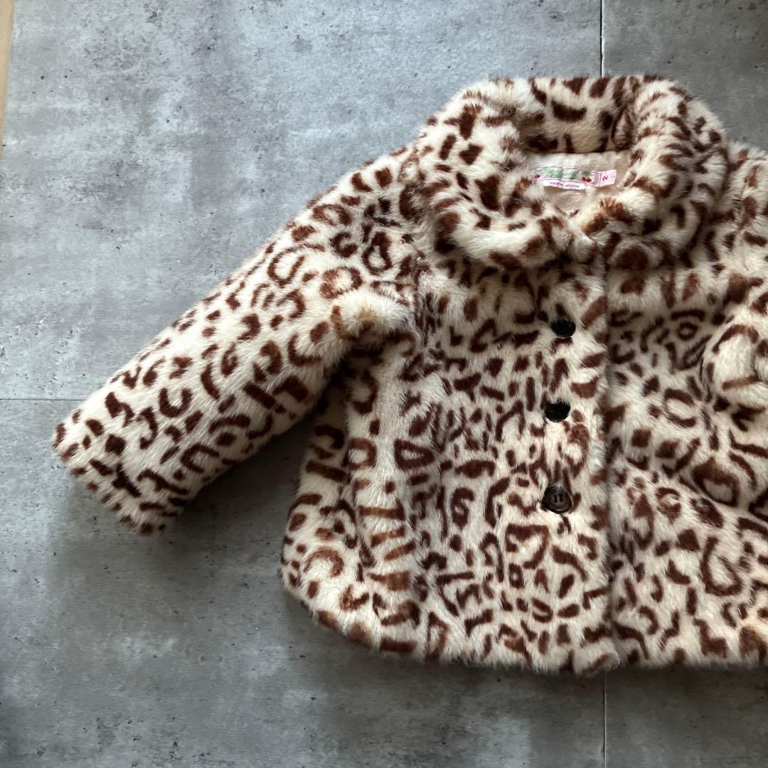 Bonpoint ヒョウ柄ファーコート ボンポワン　ファーコート