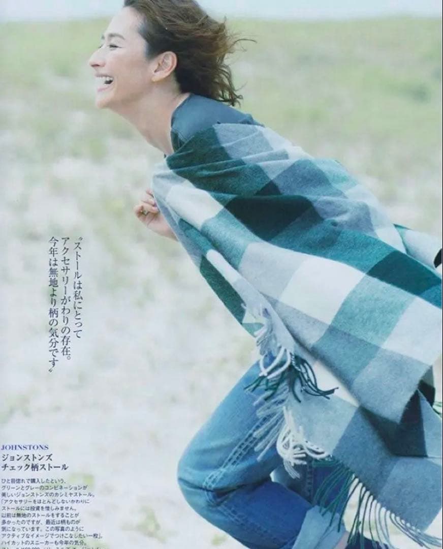 日本別注 ジョンストンズ・カ シミヤ大判ストールカシミヤ100% 清原亜希さん