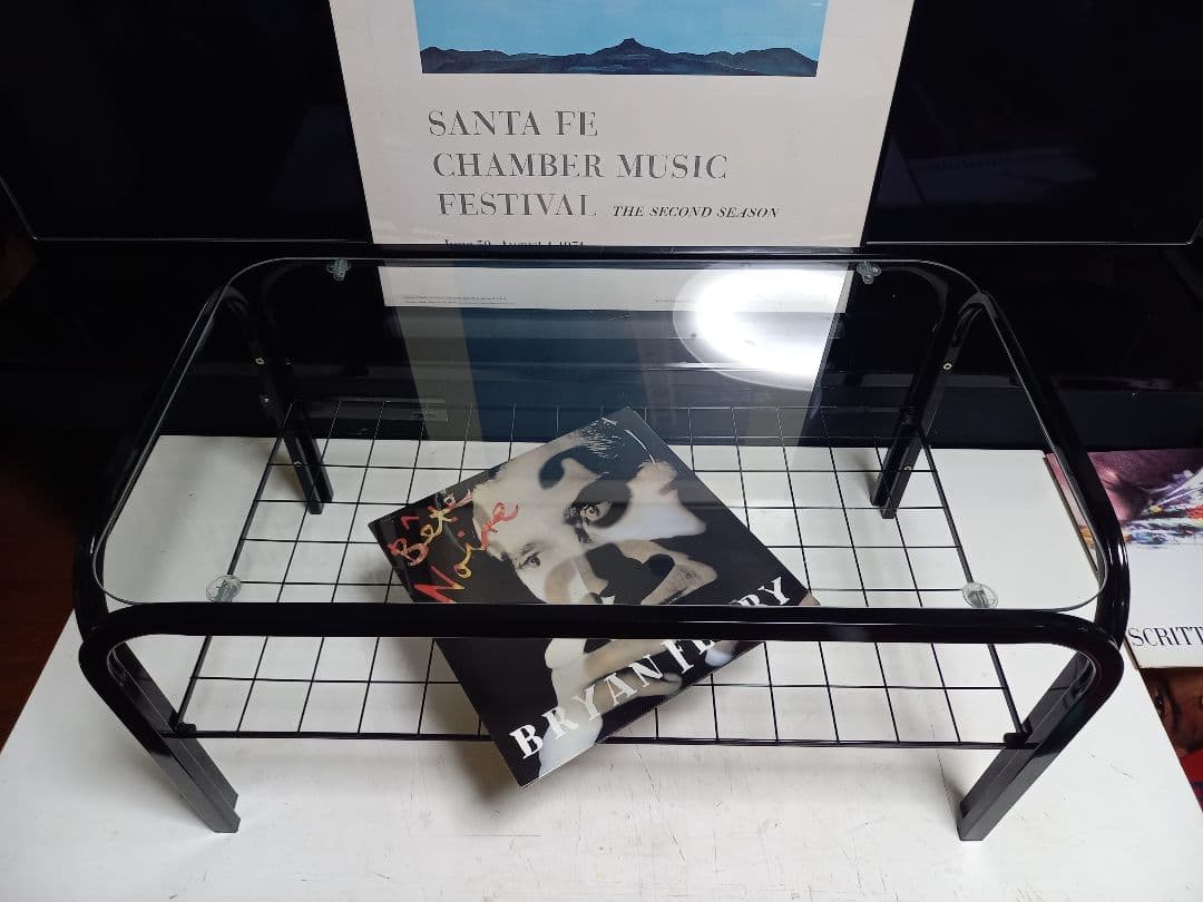 レア　1980's　ポストモダン　スペースエイジ　ワイヤーラック　ガラステーブル