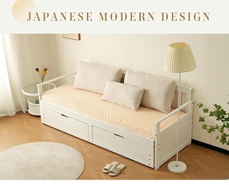 超人気！ 木製ベッド 引き出し付き 収納付き【ホワイト】