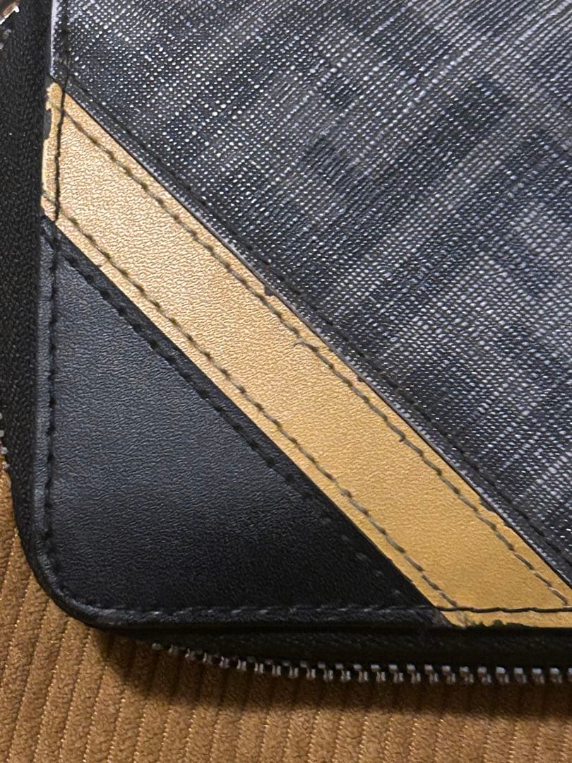 FERDI 幾何学模様 長財布 グレー/黒/黄色