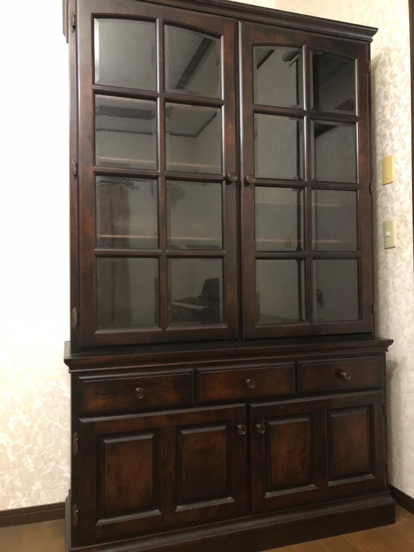 【たのメル便　送料込み】木製ガラス扉キャビネット 書棚 食器棚