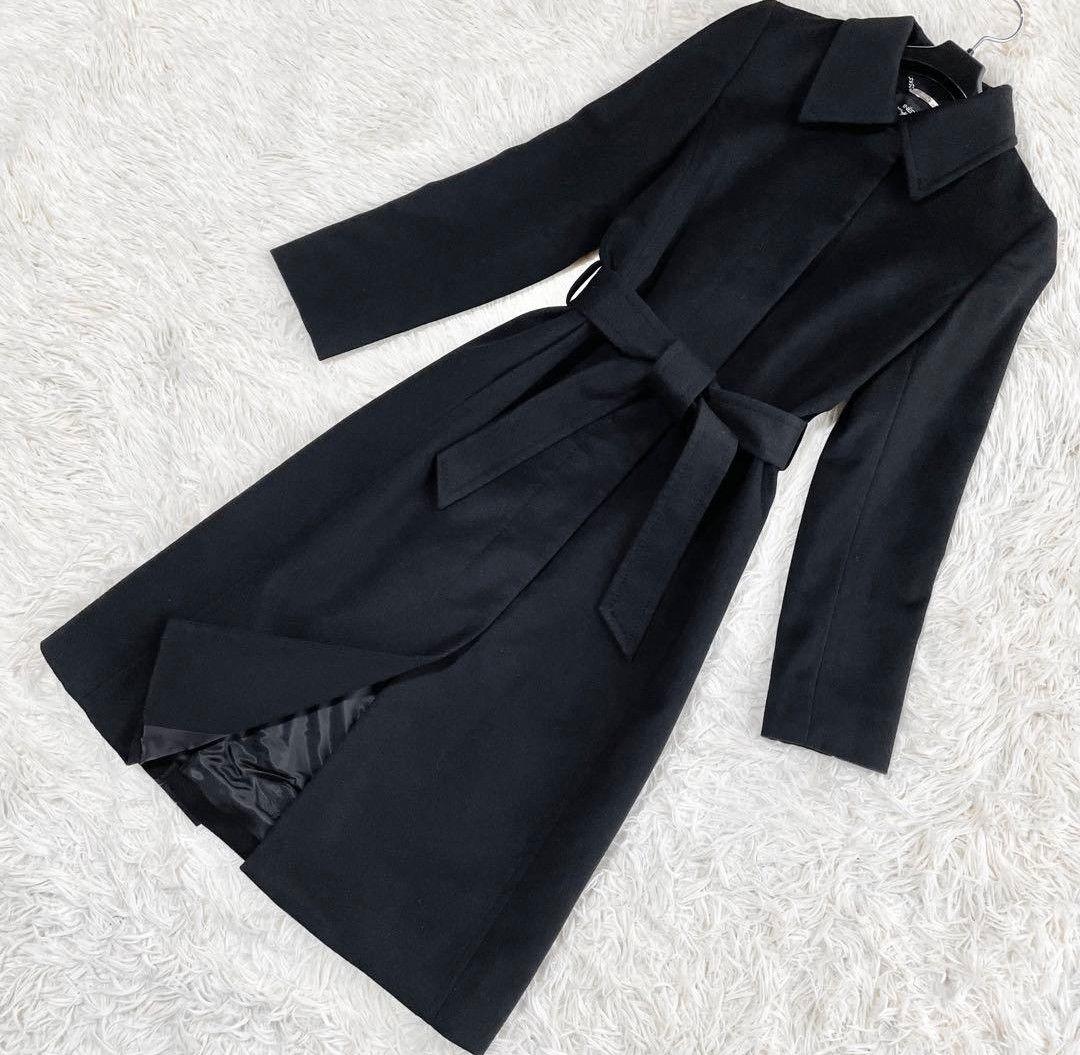 【美品】INED イネド　コート　カシミヤ100% 黒　サイズ9