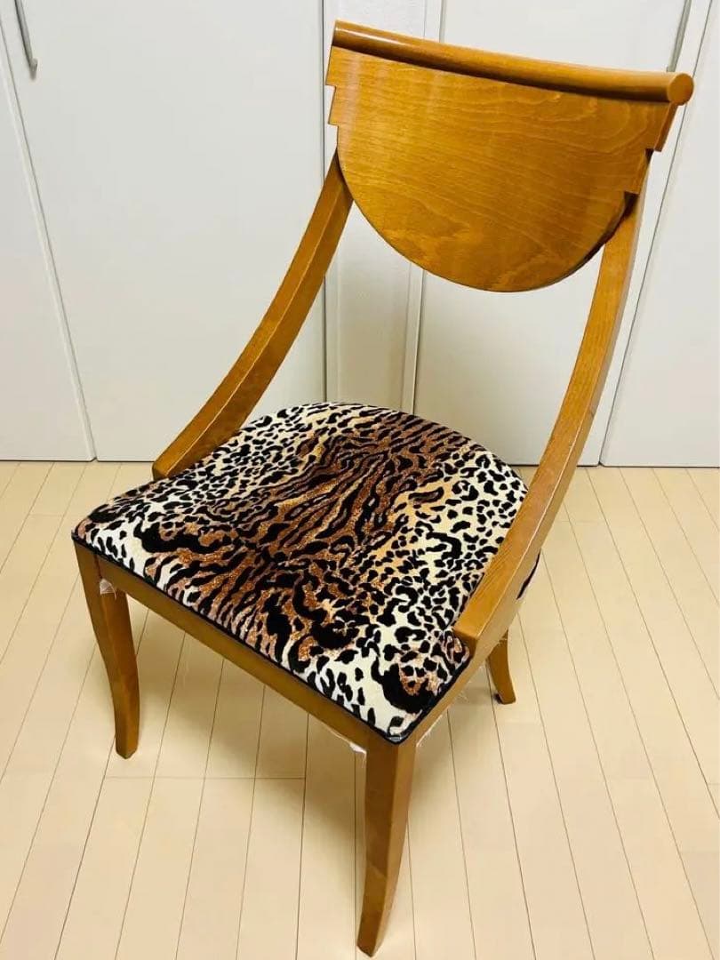 【希少】ヴィンテージ 木製 デザインチェア ヒョウ柄