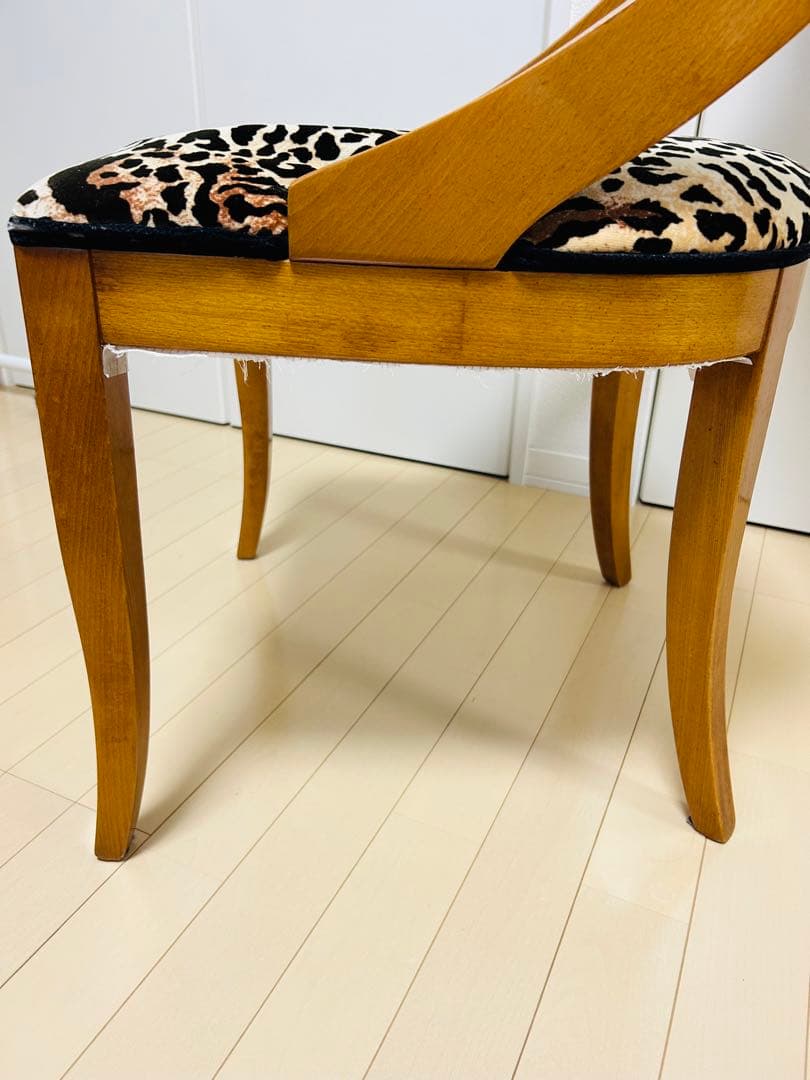 【希少】ヴィンテージ 木製 デザインチェア ヒョウ柄