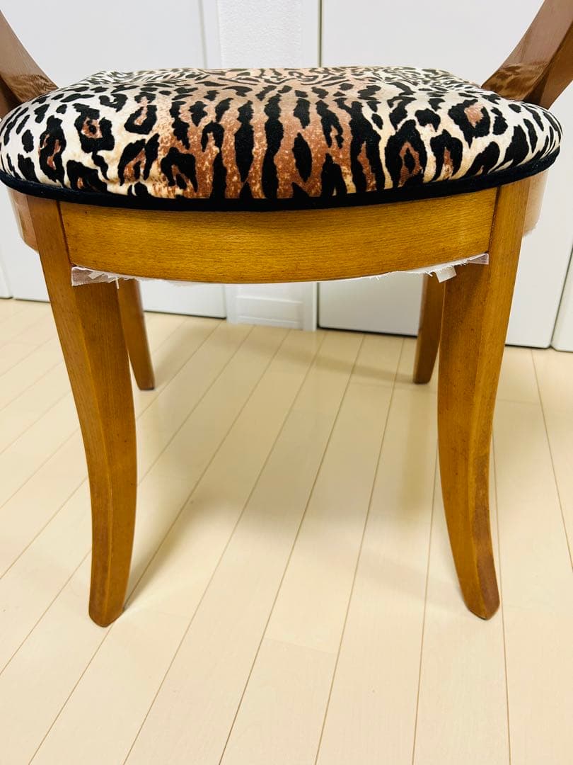 【希少】ヴィンテージ 木製 デザインチェア ヒョウ柄