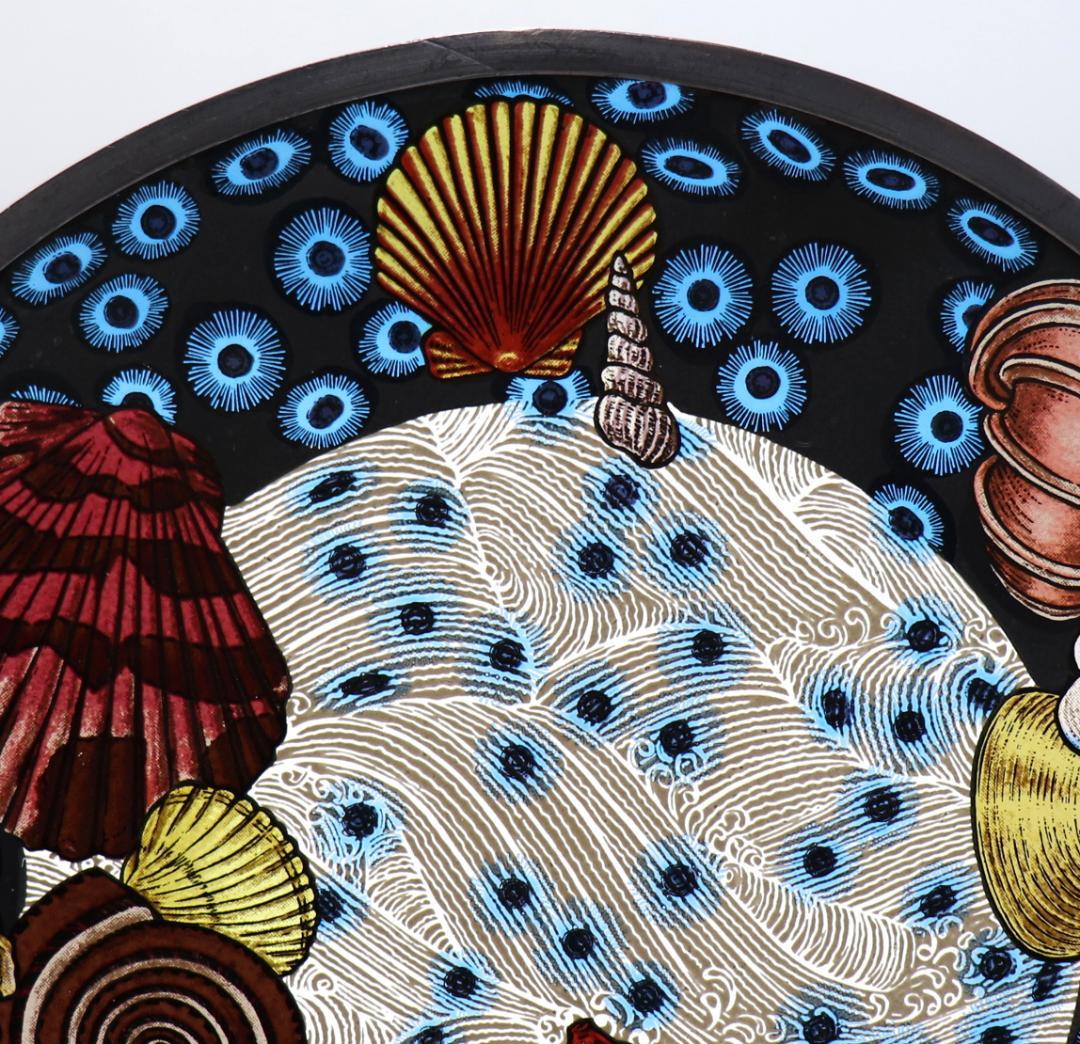 海中の貝殻と魚 ヴィンテージ・ステンドグラス 大型 グラスマスターズ社