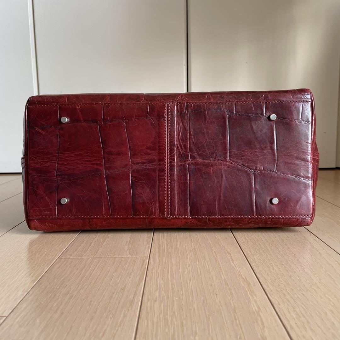 アニアリ aniary ビッグスタンプクロコレザートート 中古レッドブラウン