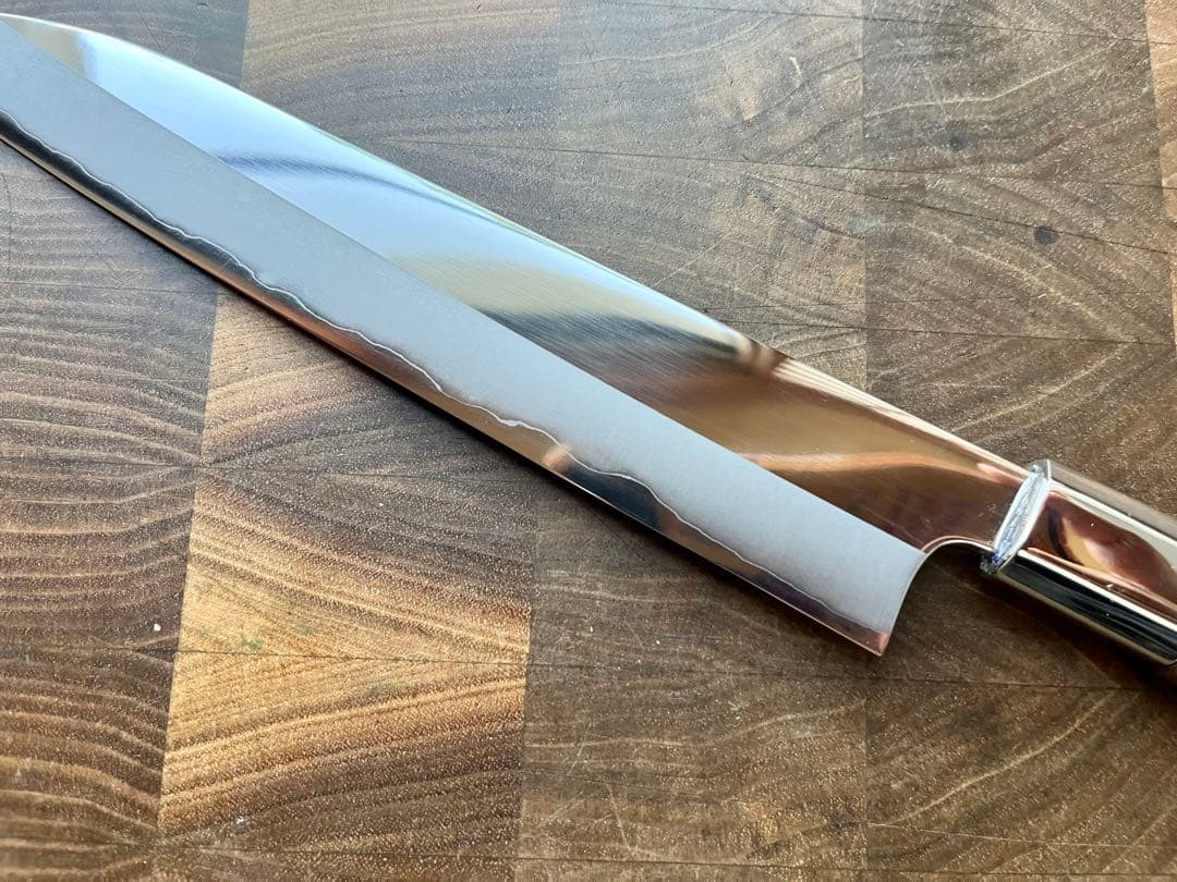 土佐打刃物 黒鳥鍛造工場 200mm 両刃 柳刃 刺身　包丁 銀三鋼 鏡面仕上