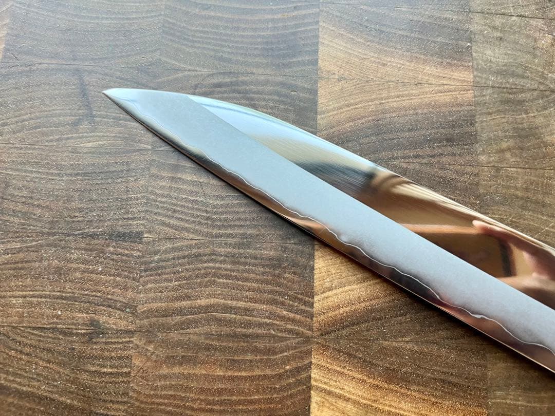 土佐打刃物 黒鳥鍛造工場 200mm 両刃 柳刃 刺身　包丁 銀三鋼 鏡面仕上