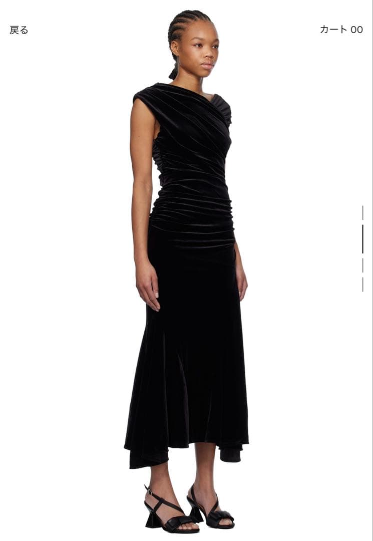 K*a様 GANNI ブラックベルベットルーシュマキシドレス