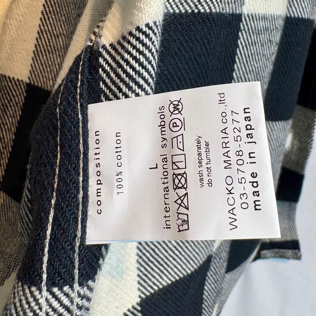 【定番】WACKO MARIA フランネルチェックシャツ L 日本製 白黒