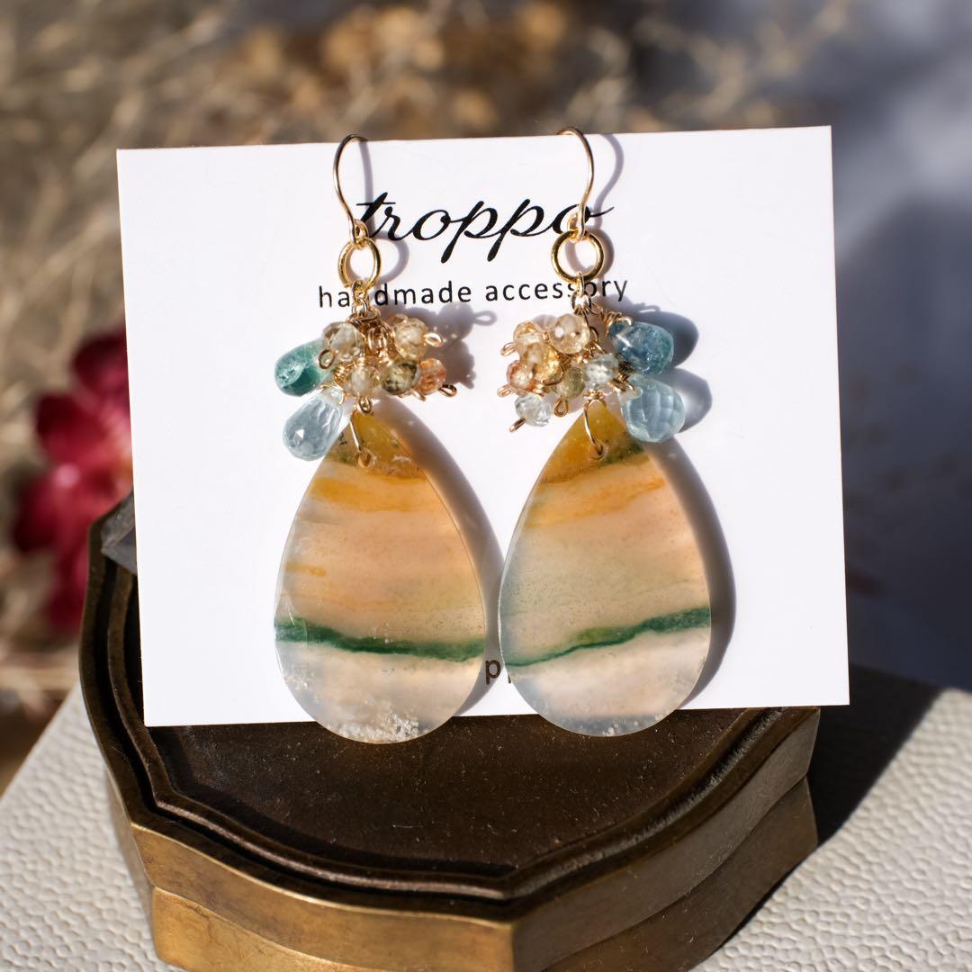 大特価！レア！14kgfオパライズドウッドピアス/イヤリング