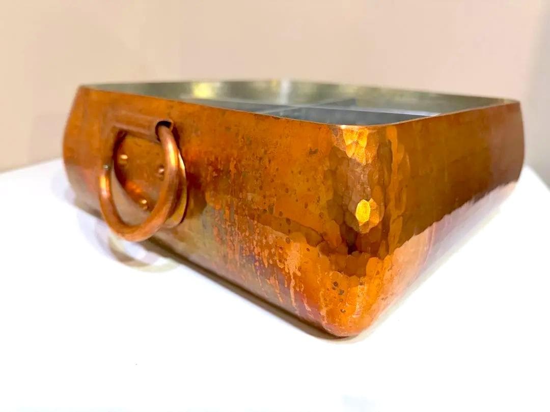 京都錦有次製　銅製仕切り付きおでん鍋　木製蓋付き