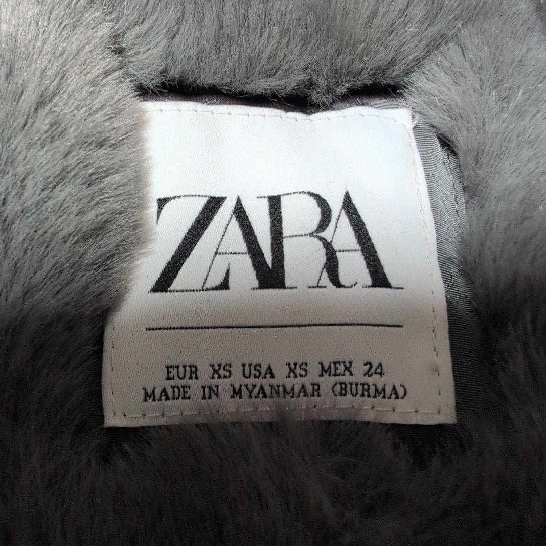 zara ザラ　ダウンジャケット　ファー　短丈　グレー　XS　グレーダックダウン
