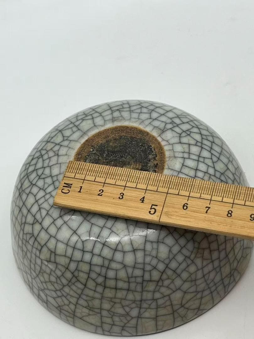 南宋時代　哥釉洗 哥窯氷裂紋洗　青磁　仿哥釉墩式洗　金絲鉄線(F-125)