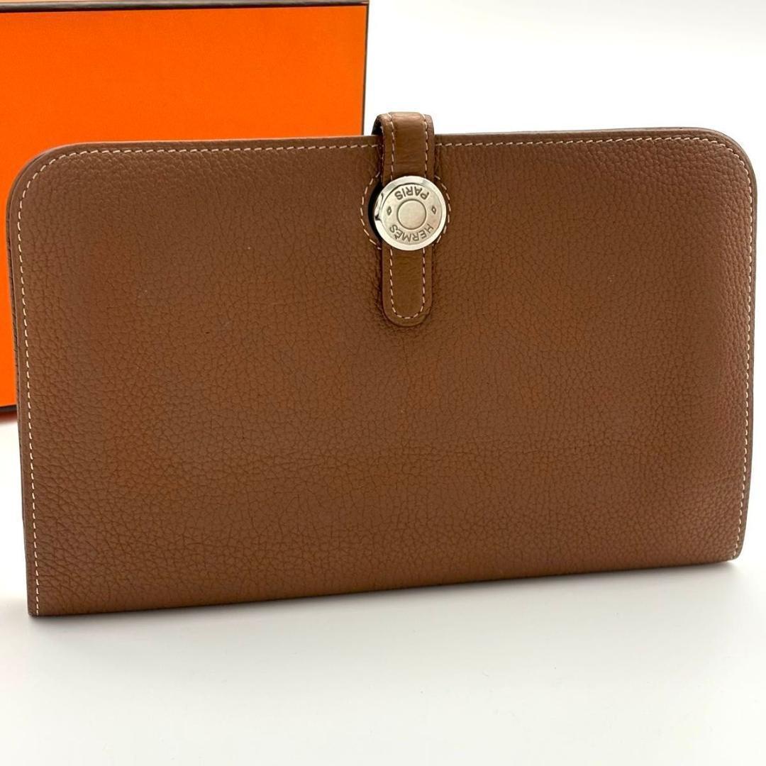 【最高級美品】エルメス ドゴンGM シルバー金具 二つ折り財布 長財布
