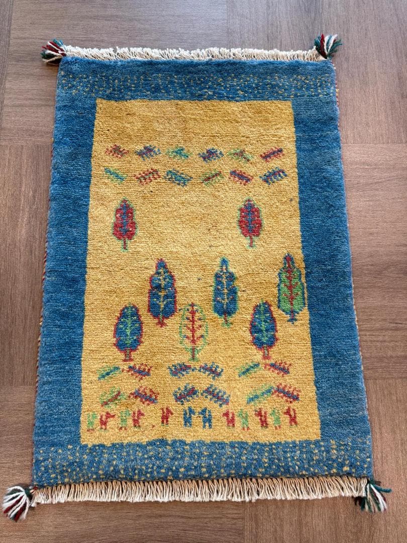 ギャッベ 86x62cm ペルシャ絨毯 手織り ギャベ 玄関マットラグ 絨毯
