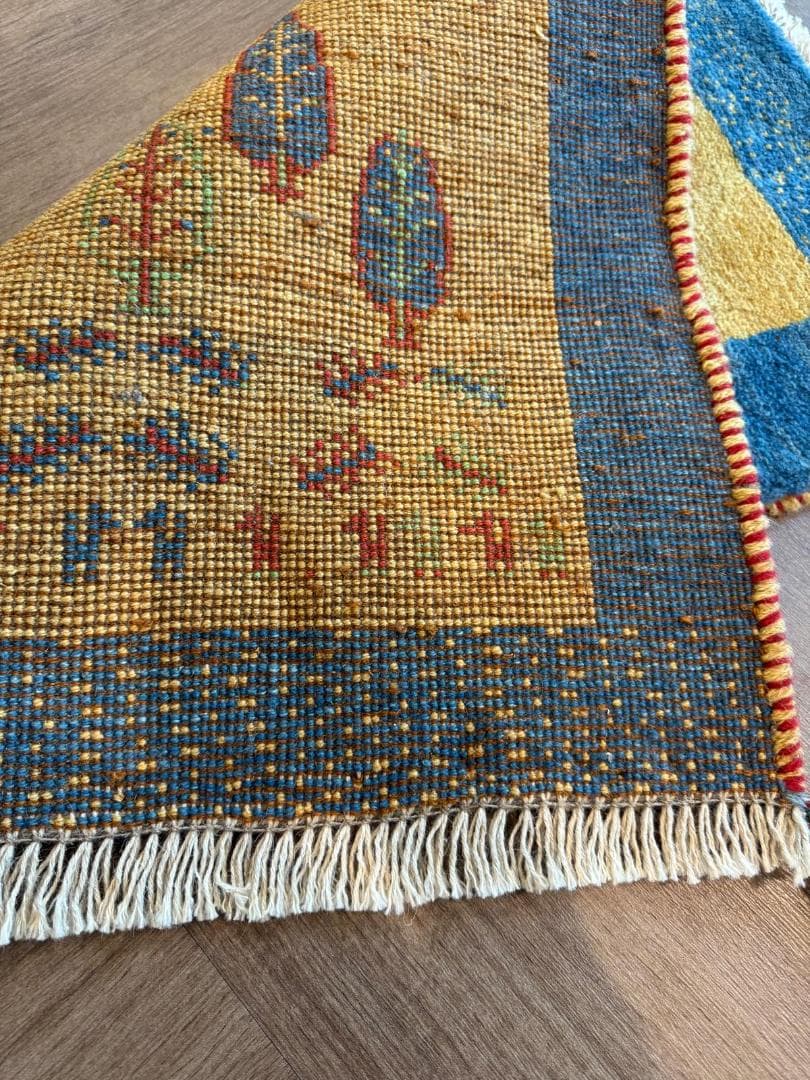 ギャッベ 86x62cm ペルシャ絨毯 手織り ギャベ 玄関マットラグ 絨毯