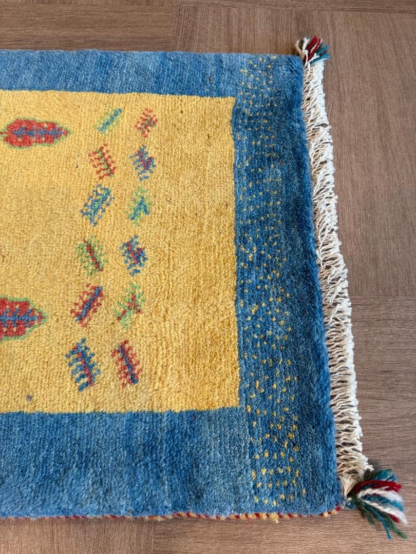 ギャッベ 86x62cm ペルシャ絨毯 手織り ギャベ 玄関マットラグ 絨毯