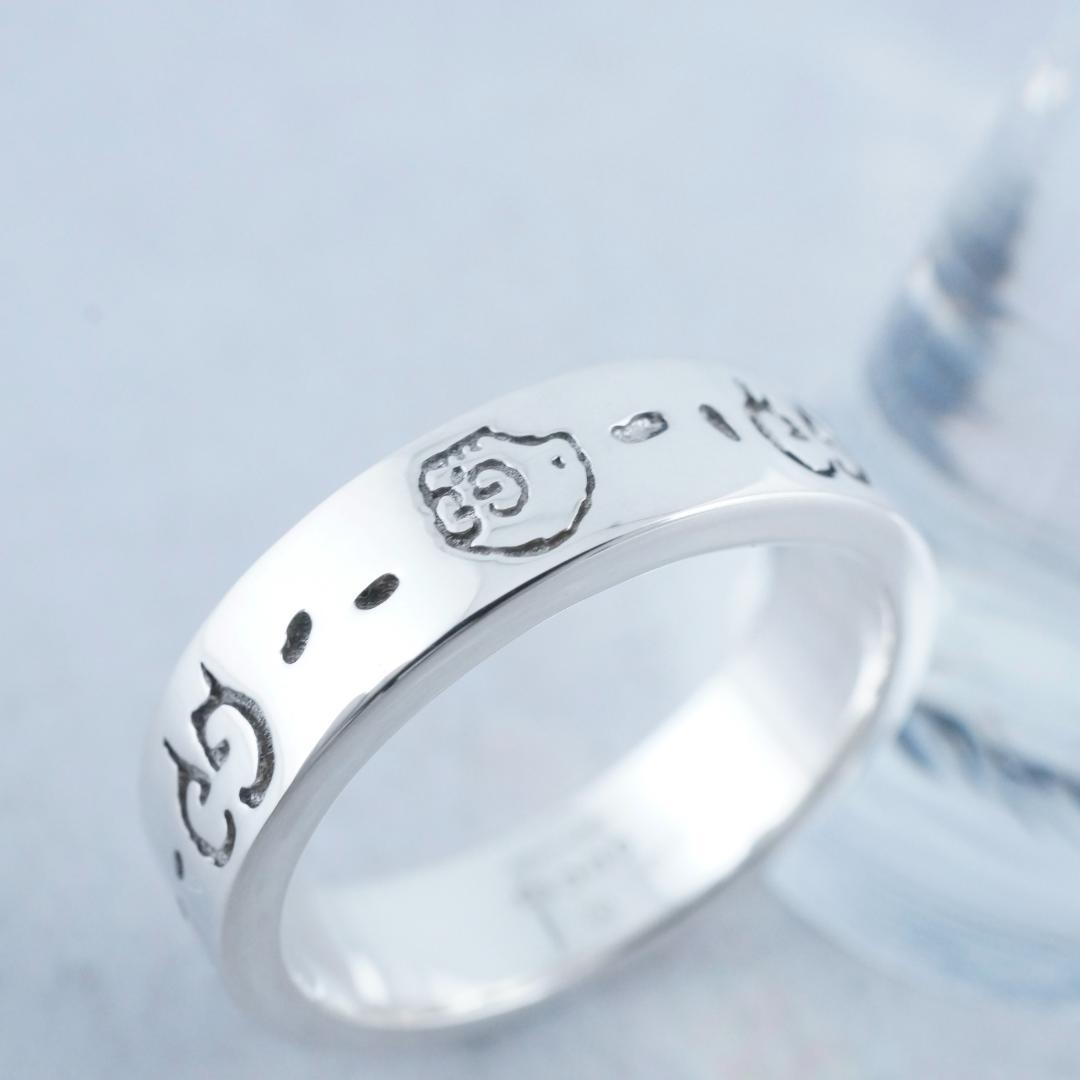 新品仕上 グッチ ゴースト SV925 ドクロ スカル リング サイズ 22