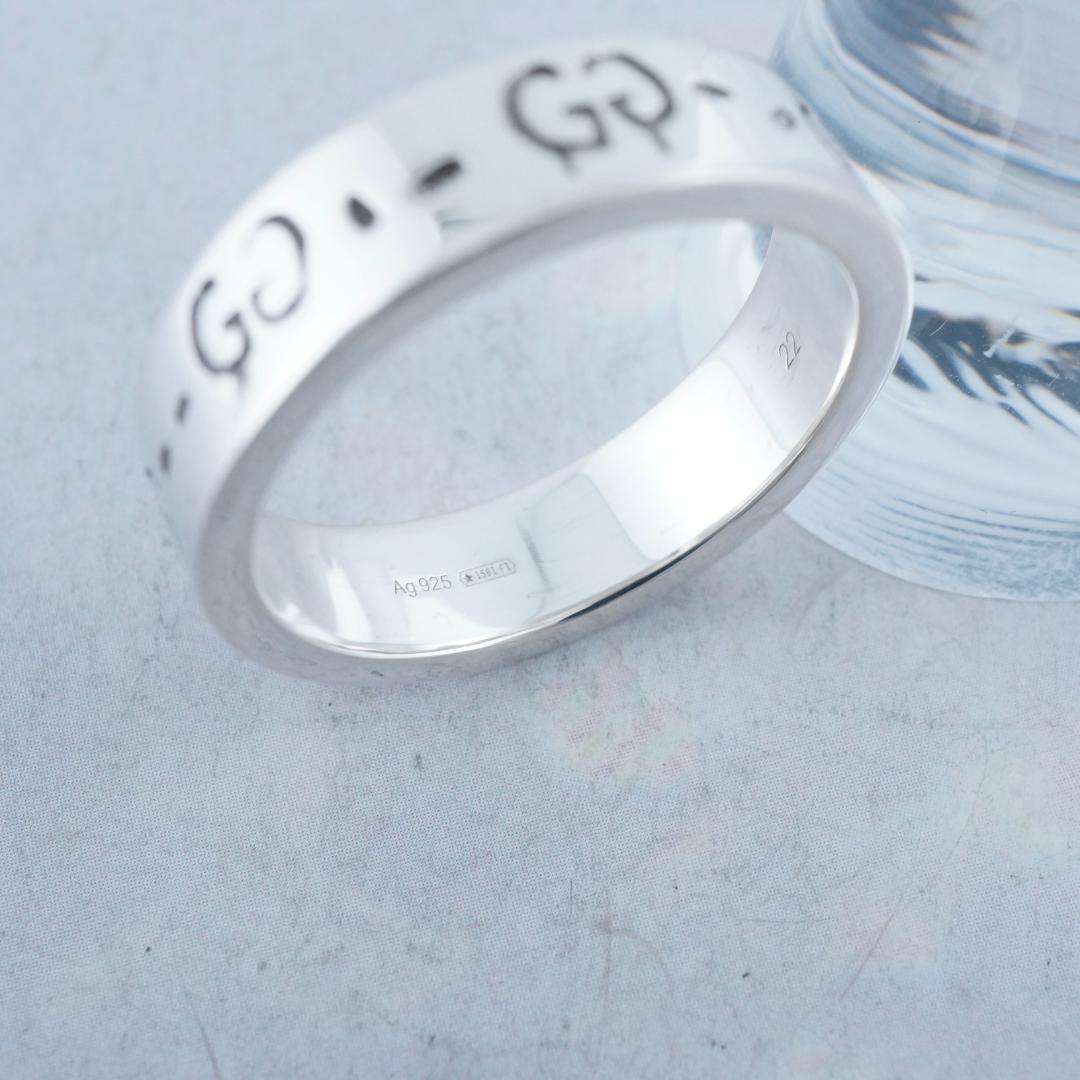 新品仕上 グッチ ゴースト SV925 ドクロ スカル リング サイズ 22