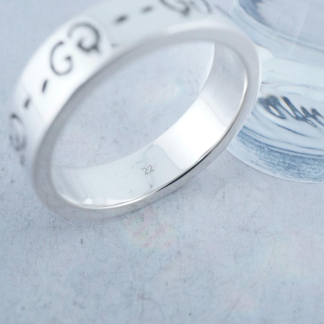 新品仕上 グッチ ゴースト SV925 ドクロ スカル リング サイズ 22