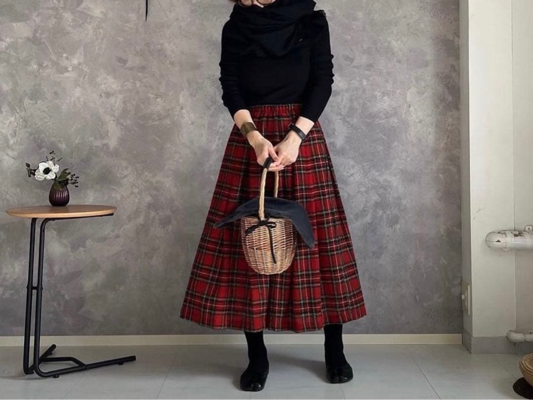 kubosanmade ウールガーゼチェックスカート