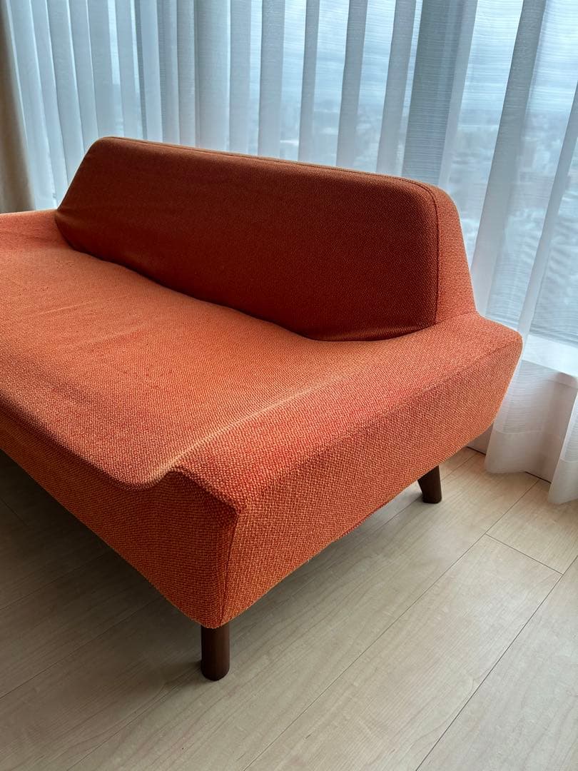 JSK　高級家具POLISソファSOL2P ベージュ/オレンジ替カバー付き