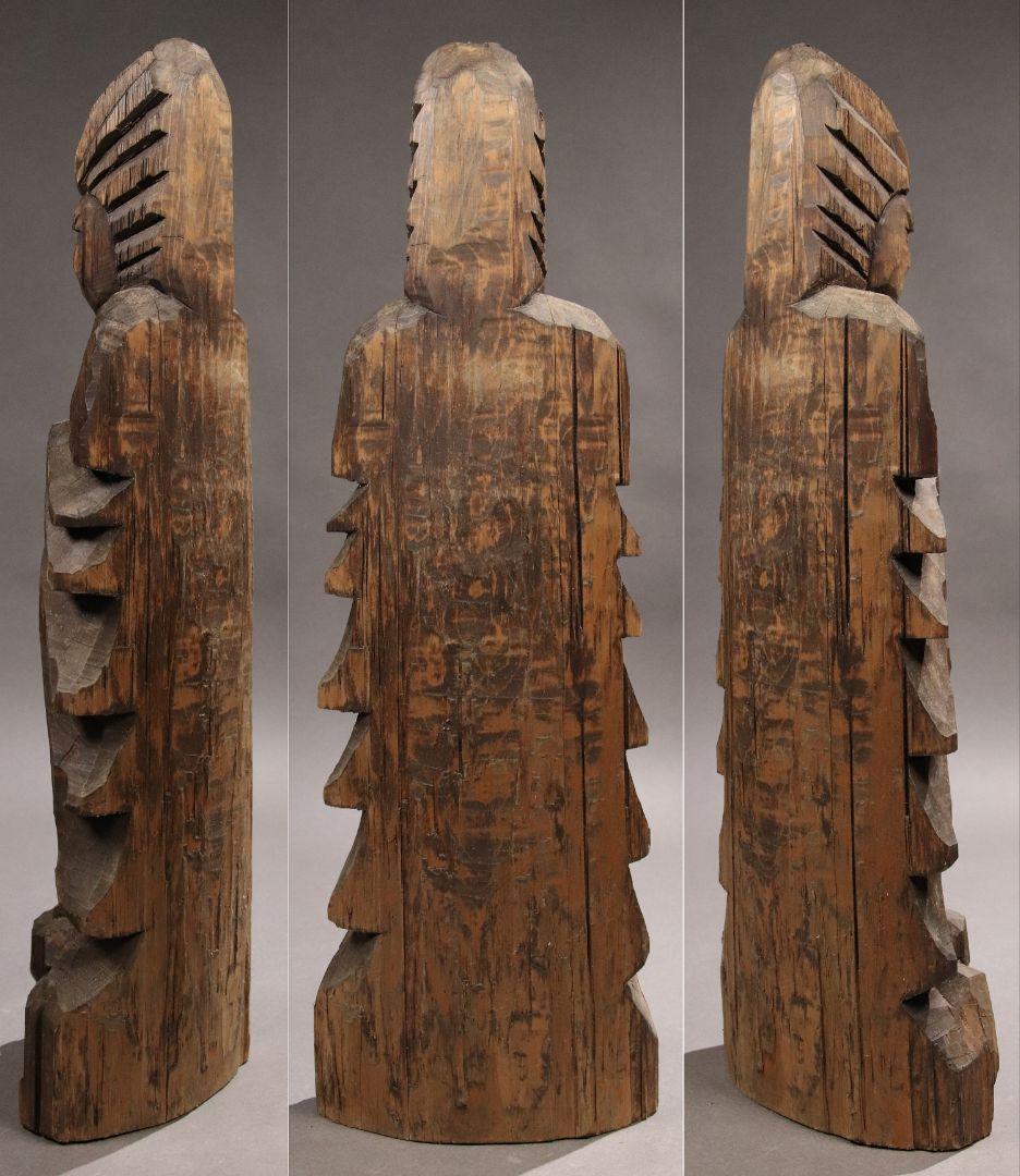 CG21 木彫 円空仏 高60.2cm / 仏教美術置物一刀彫仏像密教観音菩薩