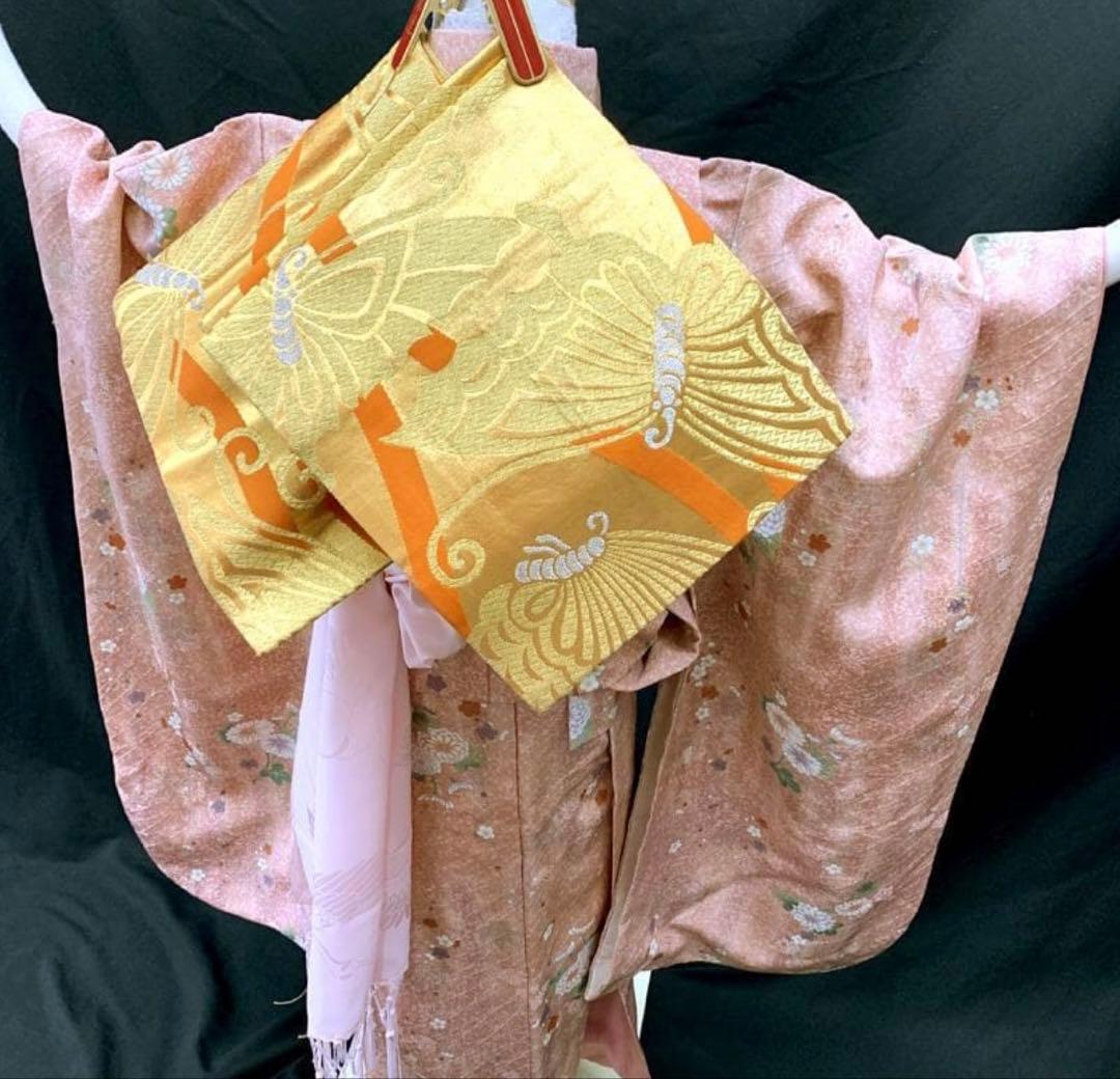七五三 7歳用 ピンク花柄着物