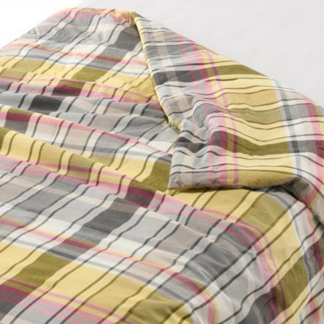 希少【新品】無印良品 MUJI マドラスチェック 薄掛け布団 シングル イエロー
