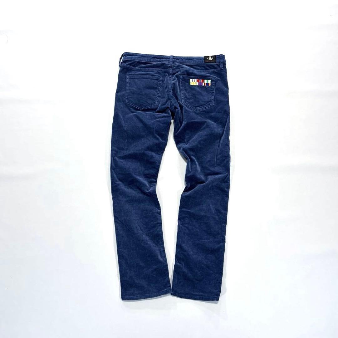 ラフアンドスウェル ロングパンツ S コーデュロイ　細ウネ　ブルー系　メンズ