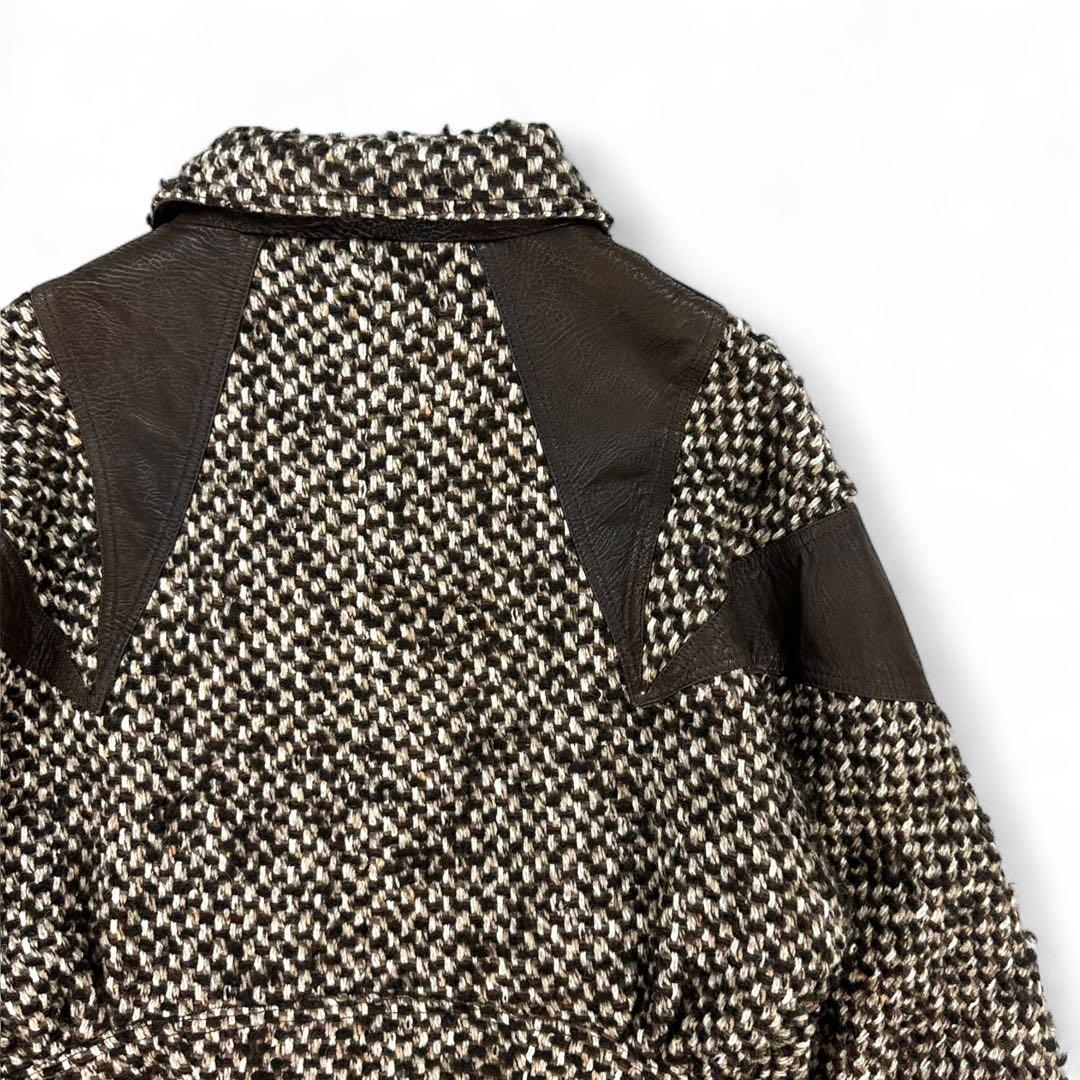 【希少】 ウール×本革 ミックスマテリアルショートコート 80s Vintage