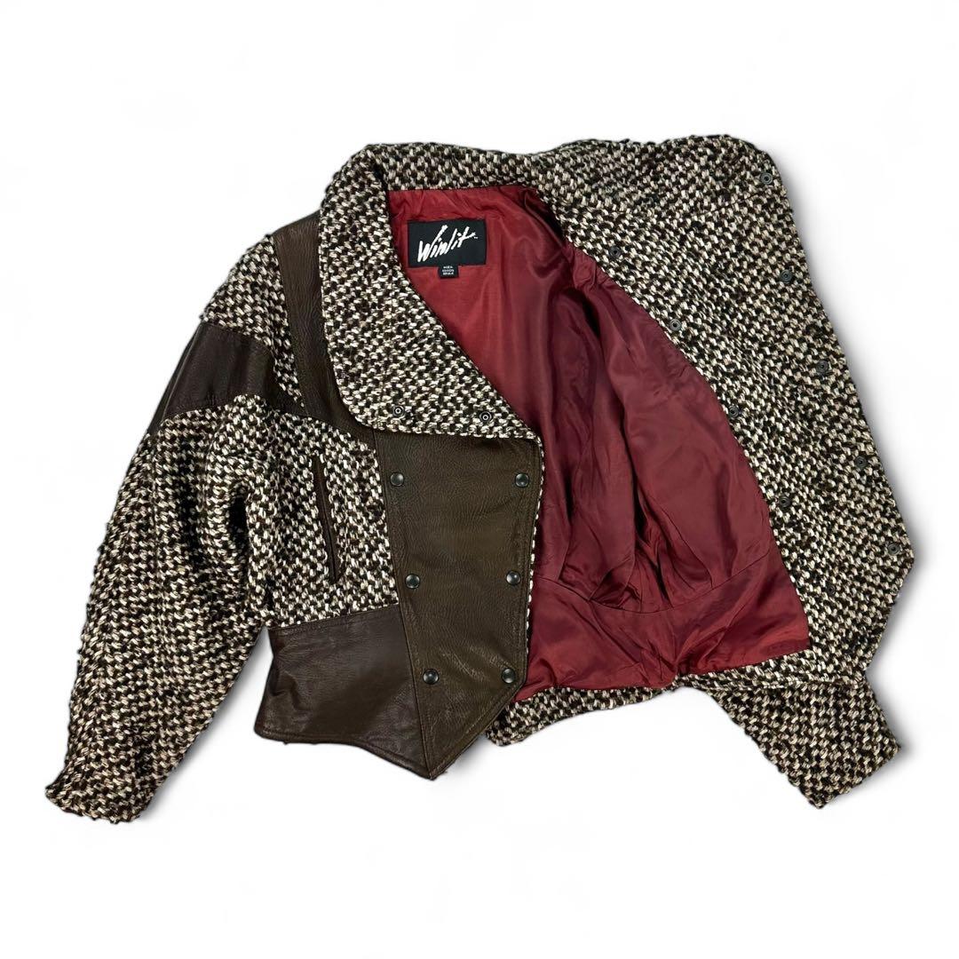 【希少】 ウール×本革 ミックスマテリアルショートコート 80s Vintage