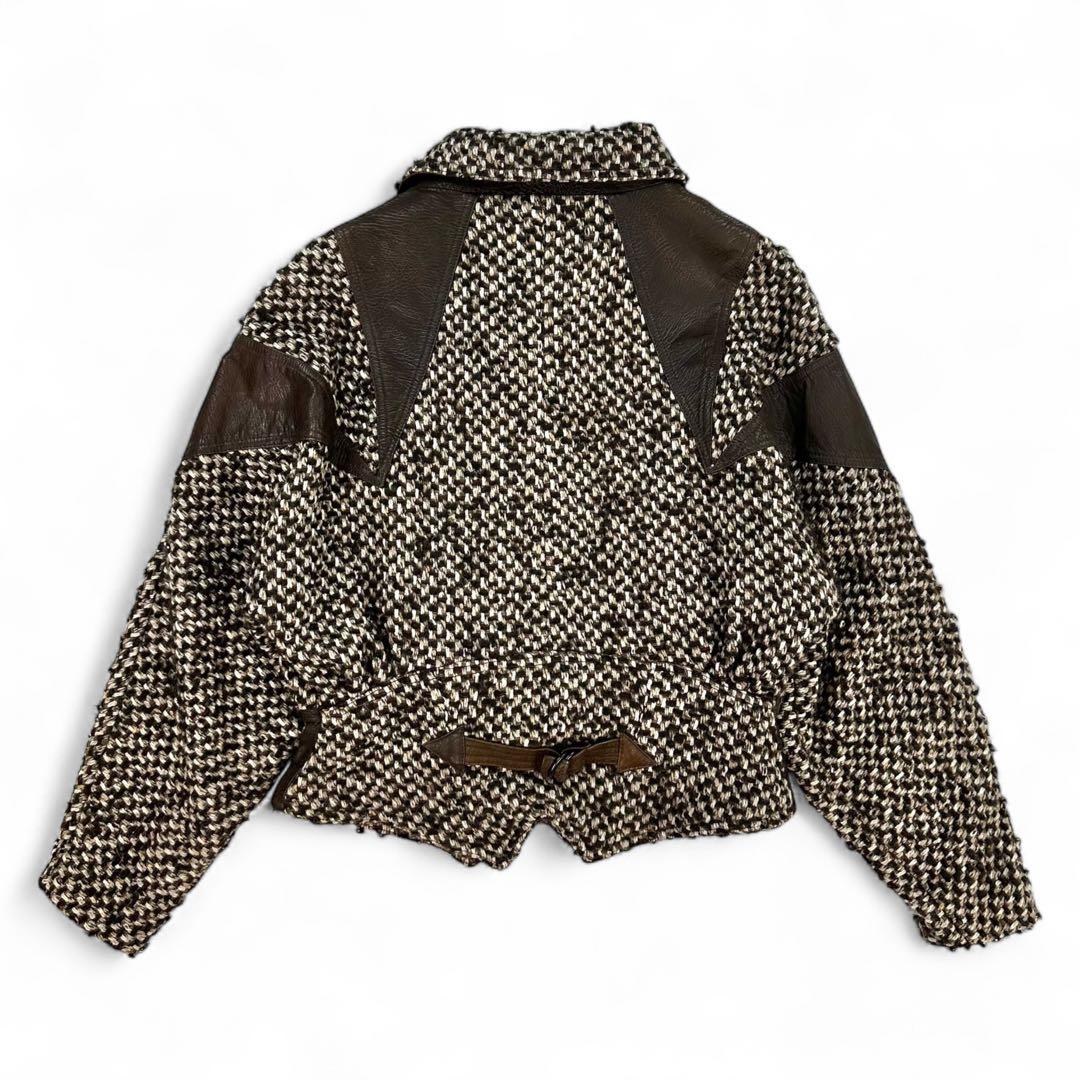 【希少】 ウール×本革 ミックスマテリアルショートコート 80s Vintage