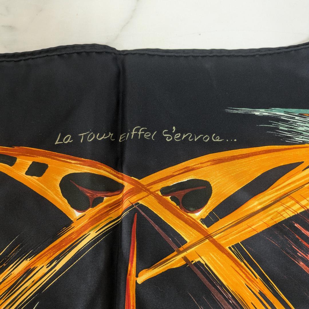 エルメス スカーフ エッフェル塔 黒　カレ90　タグあり