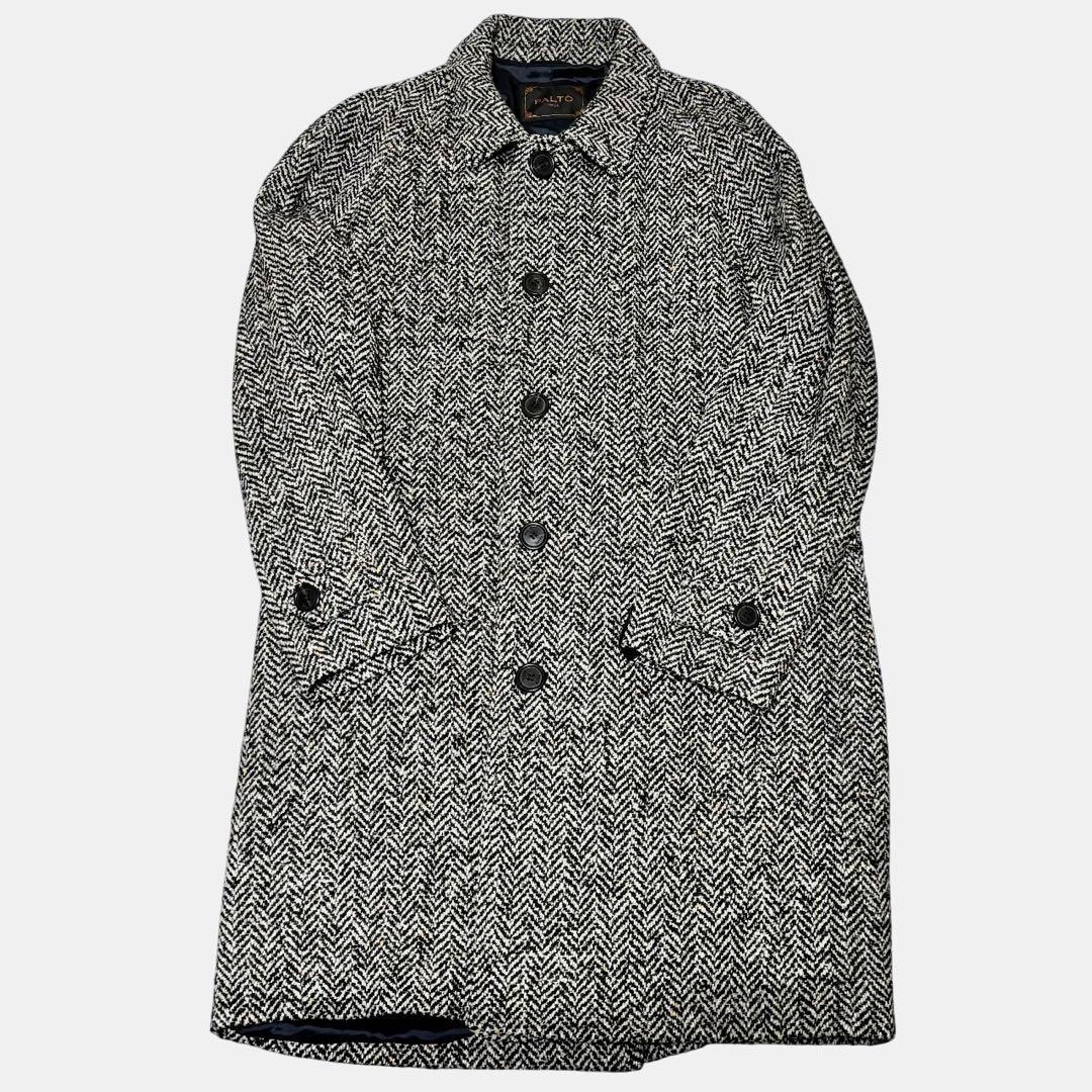 パルト 白黒ヘリンボーン ステンカラーコート