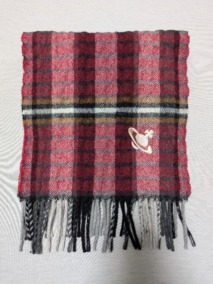 超美品ꕤ【Vivienne Westwood】オーブ刺繍チェック柄マフラー