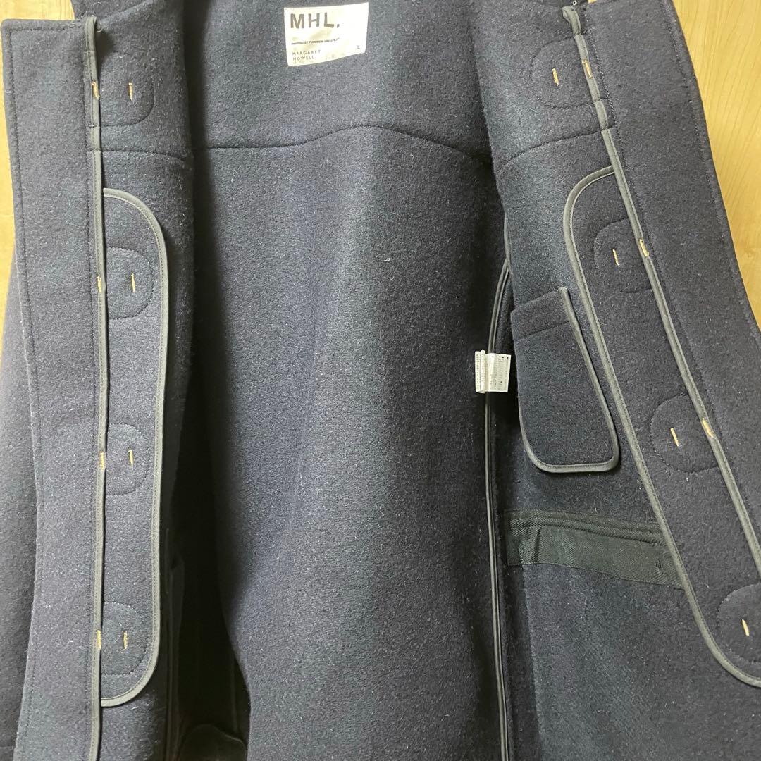 【美品】MHL. エムエイチエル レディースダッフルコート ミドル丈 ネイビー