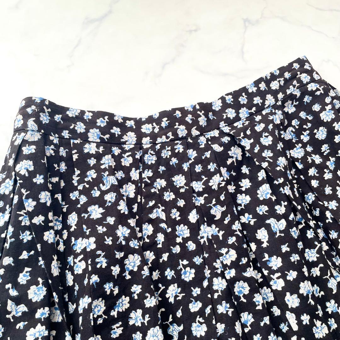 極美品　45R フラワープリントスカート　小花柄　フレア　ロング　コットン