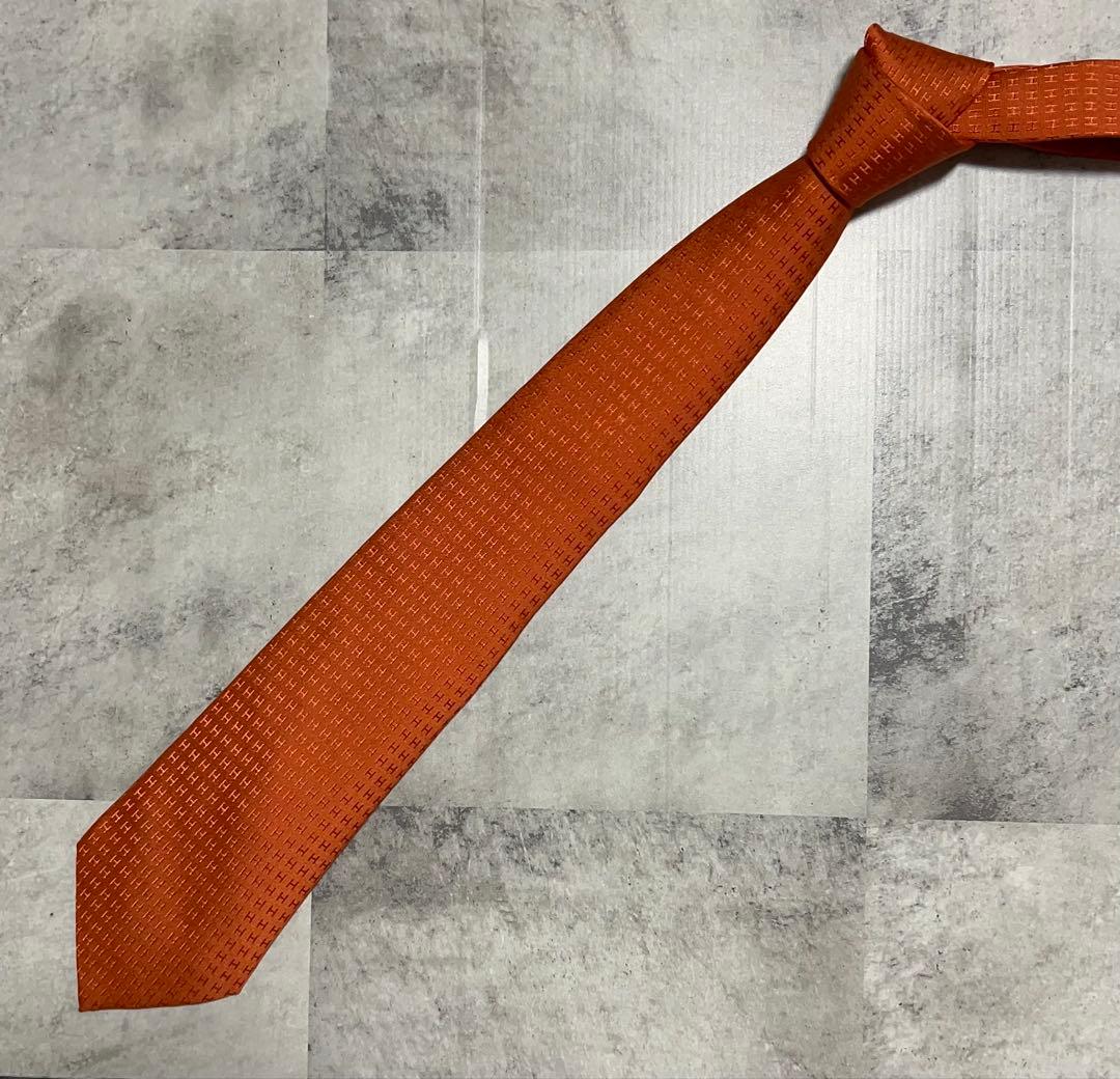 HERMES ネクタイ ハイブランド ファソネ オレンジ