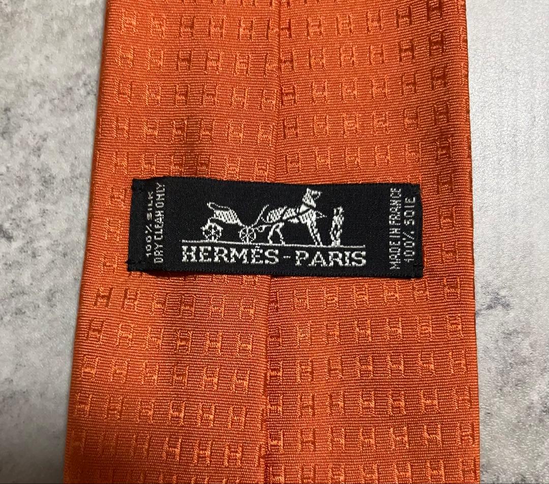 HERMES ネクタイ ハイブランド ファソネ オレンジ