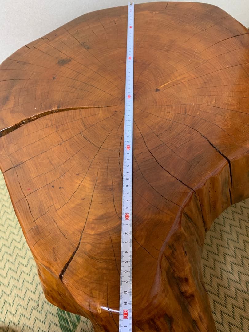 ヒノキ切り株テーブル、置き台