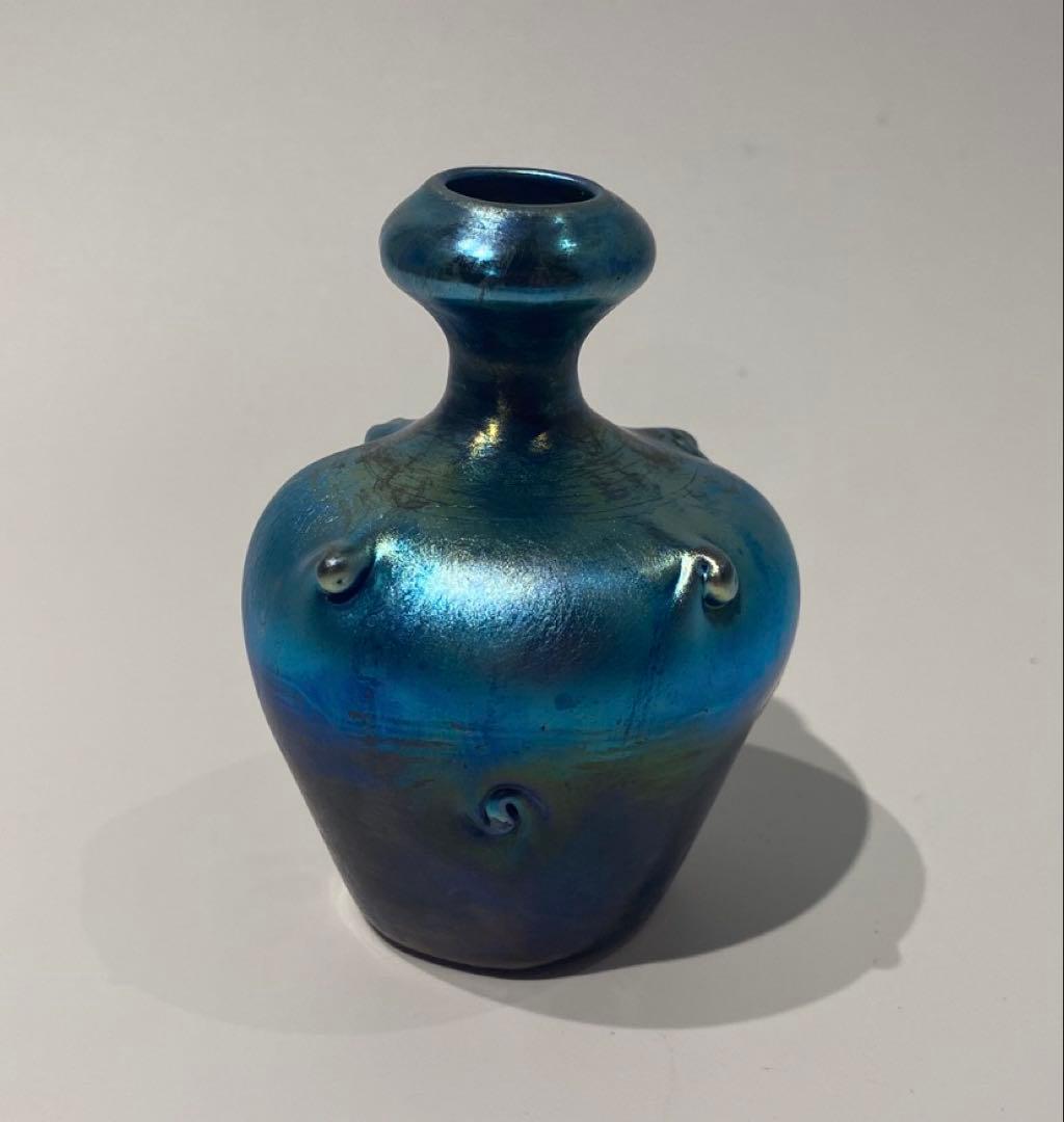 ルイス・カムフォート・ティファニー ブルーファブリル ガラス 花瓶