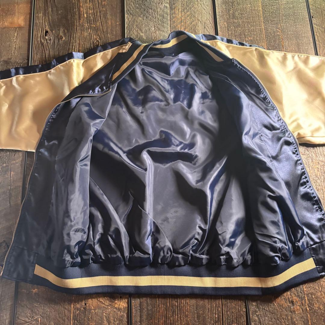 古着　矢沢永吉　E Yazawa 刺繍スカジャン　プレモル　ラグラン希少　L相当