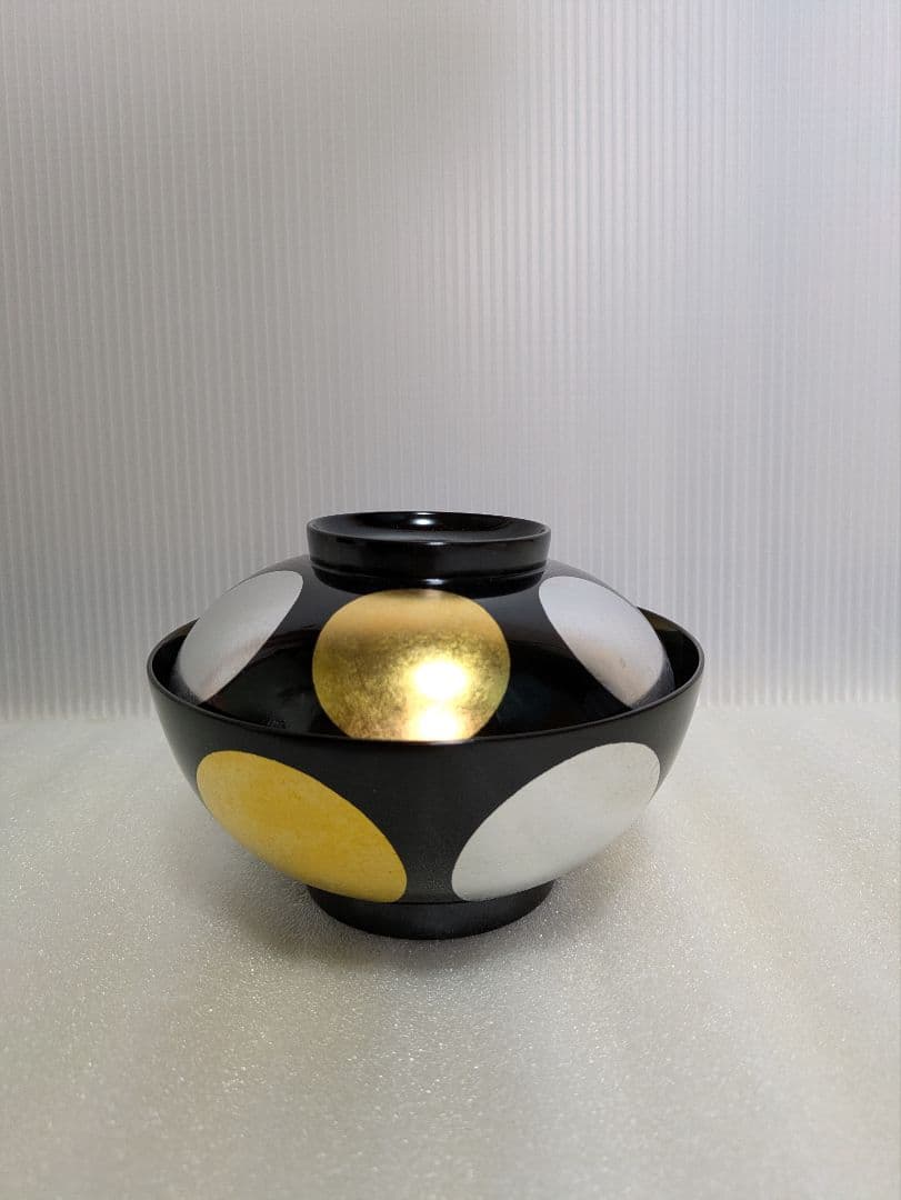【川連漆器】煮物椀　黒　日月